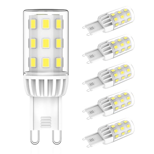 Eco.Luma Ampoules LED G9 3W Blanc Froid 6000K, 580LM, Équivalent 60W Halogènes, Angle de Faisceau 360°, Non Dimmable Économie D'énergie Ampoule, AC 220-240V, Sans Scintillement, Lot de 5