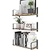 Wallniture Toledo Floating Shelves for Living Room Decor, Floating Bookshelf Set of 3, Burned Finish Rustic Wood Wall Shelves