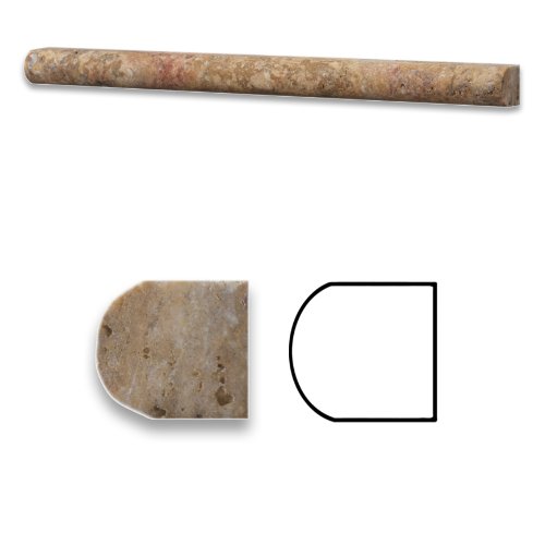 Scabos 3/4" X 12" Travertine Bullnose Pencil Liner Trim