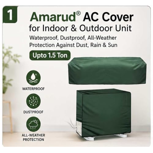 Image of AC Cover for Indoor & Outdoor Unit | Waterproof, Dustproof, All-Weather Protection Against Dust, Rain & Sun (Split AC Cover Olive Green, Upto 1.5 Ton)