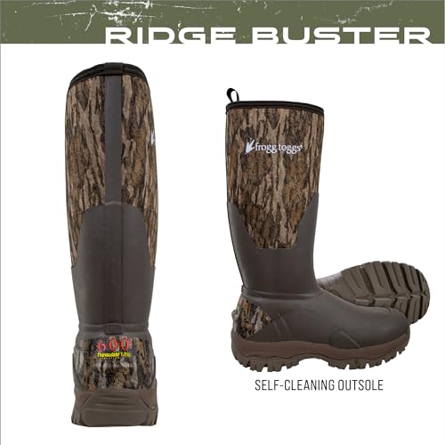 FROGG TOGGS Men's Ridge Buster Waterproof, Insulated Rubber Hunting Boot Neoprene and Thinsulate3