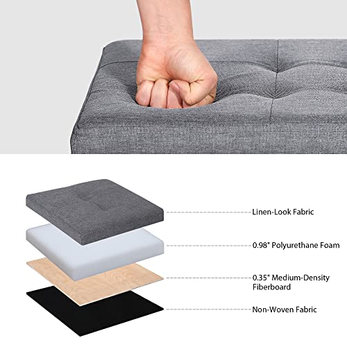 Super Deal Folding Storage Ottoman Bench, 43 Inches Footrest With Padded Seat Large Toy Box Storage Chest For Bedroom Living Room Entryway, 660 Lbs Capacity 15" X 43" X 15" Dark Gray #TOP2