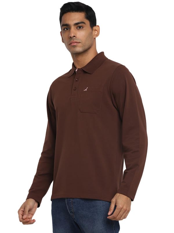 Image of AMERICAN CREW Men's Cotton-Poly Regular Full Sleeve Polo T-Shirt with Pocket