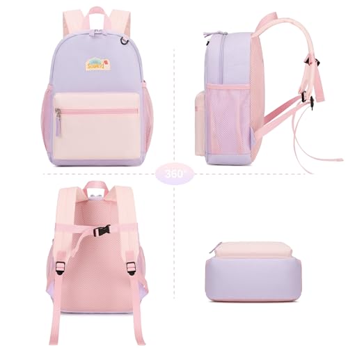 Girls Backpack for Kindergarten Childrens 15 inch Backpack for School Kids Bookbag for Girls 4-6 (Purple and Pink)3