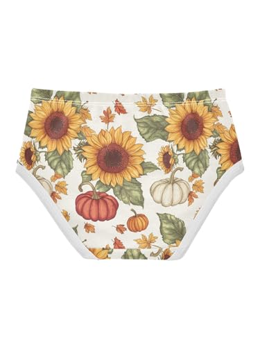 ZZKKO Fall Sunflower and Pumpkin Vintage Girls Underwear Toddler Panties for Girls Comfort Brief Size 2-8T2