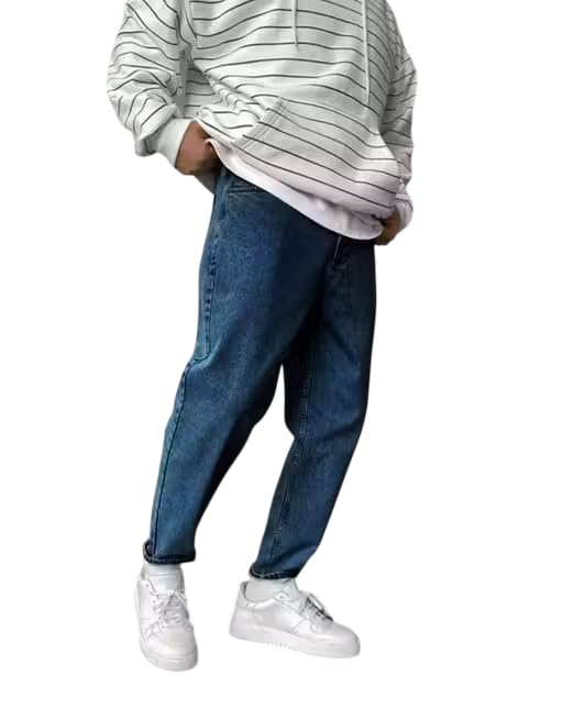 Image of Men Mom Fit High Waist Denim Jeans | Relaxed Fit Straight Leg Casual Denim Pants | Stylish Street Style & Office Wear