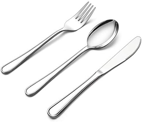 LIANYU 12-Piece Kids Silverware Set, Stainless Steel Toddler Utensils Flatware Set, Child Cutlery Tableware Set for 4, Include knives Forks Spoons, Mirror Finished, Dishwasher Safe