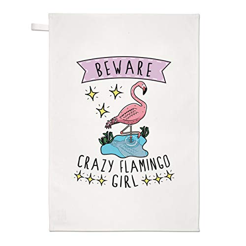 Attention Fou Flamant Rose Fille Torchon Chiffon de Vaisselle