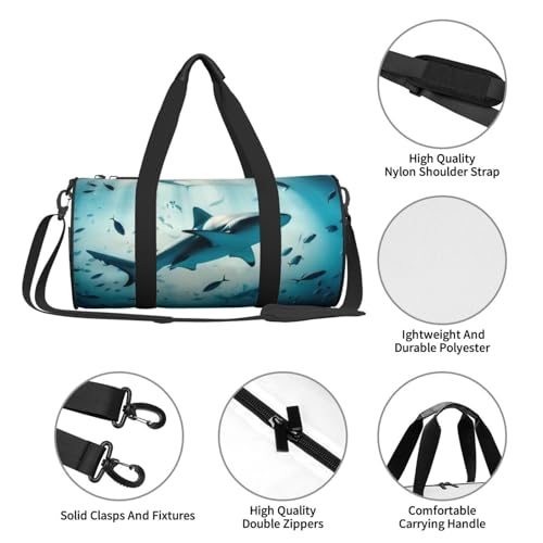 Sports Duffel Bag Underwater-World-Sharks Foldable Travel Tote Bag Weekender Sleepover Carry On Bag4
