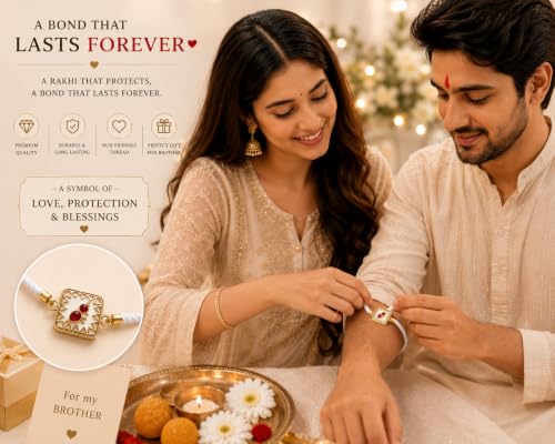 Image of M.F.H Premium Designer Rakhi for Brother | Adjustable Handmade Raki Bracelet |Traditional Raksha Bandhan Gift for Brother | Comfortable & Skin-Friendly RaKi