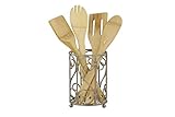 Home Basics CH40912 Scroll Collection Cutlery Holder, Satin/Nickel