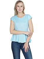 PATRORNA Women's Plus Size Asymmetric Peplum Top (PT6A047_Light Blue_5XL)