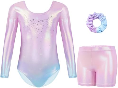 Gogokids Maillot de gimnasia de tres piezas para niña, de manga l...