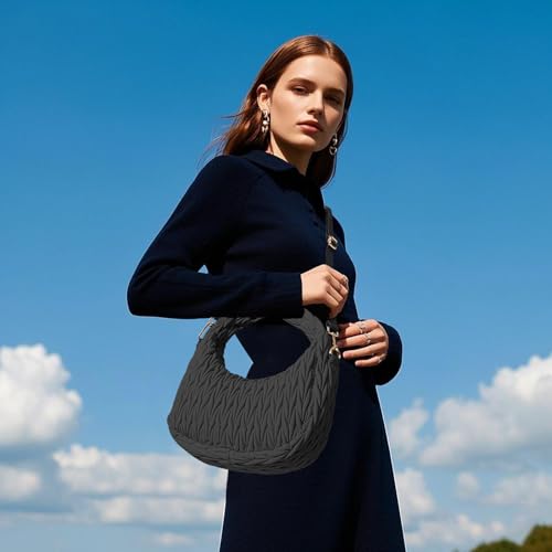 NAARIIAN Small Puffer Purse for Women Quilted Puffer Shoulder Bag Lightweight Crescent Bag for Casual, Travel3