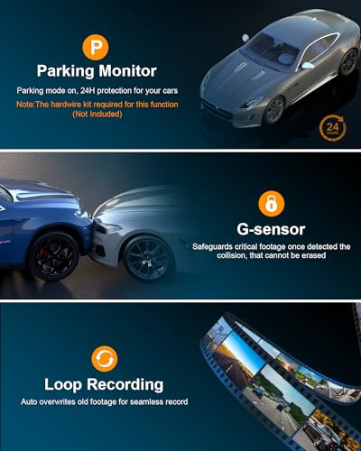 WeBeqer Dashcam Avant,1080P FHD Camera Embarquée Voiture,3" IPS Écran Camera Voiture Con 176° Wide Angle,G-Capteur,Vision Nocturne,WDR,Mode Parking,Détection De Mouvement and Enregistrement en Boucle