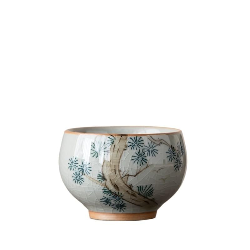 Matcha Cups - Taza de té chino, taza de café de viaje, pintada a mano, taza de café pintada a mano, taza de cerámica de colores, retro, taza de té grande, taza de té con infusor de té (D)