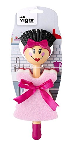 VIGAR Dolls Cepillo, Material: Polipropileno,Nylon y TPR, Negro, Dimensiones: 9 x 7,5 x 23,5 cm