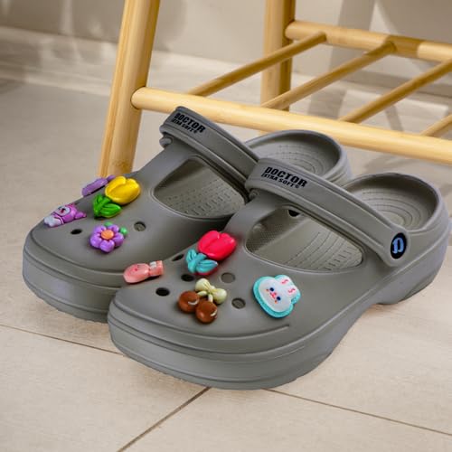 Image of DOCTOR EXTRA SOFT Women's Classic Charms Clogs /Sandals with Adjustable Back Strap for Adult | Comfortable & Light Weight | Stylish & Anti-Skid |Waterproof & Everyday Use Mules for Girls & Ladies D-511