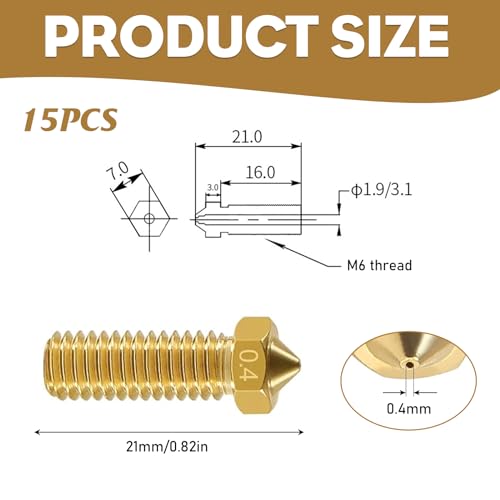Yuqilin Buse Imprimante 3D,15 Pièces Volcano Buse Imprimante 3D 0.4mm Jeu de Buses D'Imprimante 3D Pièces de Rechange de Buses D'Imprimante 3D Anti-Fuite – Image 3