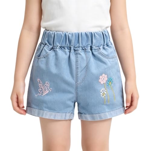 Pantalones vaqueros cortos para niña estilo verano holgados de ocio con elástico