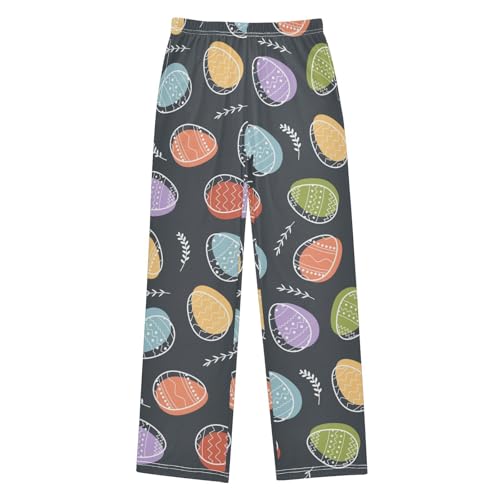 ZZXXB Colorful Easter Eggs Print Boys Long Pants Soft Trousers Elastic Waist Kids Lounge Bottoms with Pockets S-XL