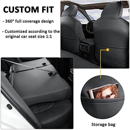 Image of GIANT PANDA Customized Full Set Car Seat Covers Fit for F150 2018 2019 2020 2021 2022 2023 2024 Faux Leather- (Black)