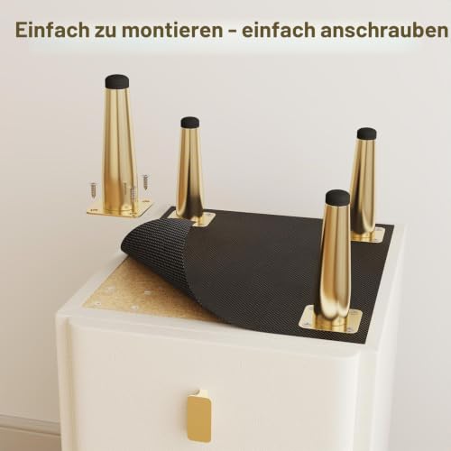 AQIMUELE Nachttisch Schmal, Beistelltisch mit 3 Schubladen, Nachtschrank Oberfläche mit Elegantem Lederdesign… – Ansicht 6