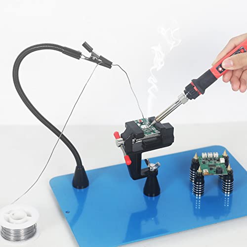 Magnetic Helping Hands Soldering, Helping Hand Tools, Third Hand with Vise Clamp, Adjustable PCB Holders, Soldering Arms, Extra Large Heavy Duty Base for Soldering Station Electronic Welding Jewelry