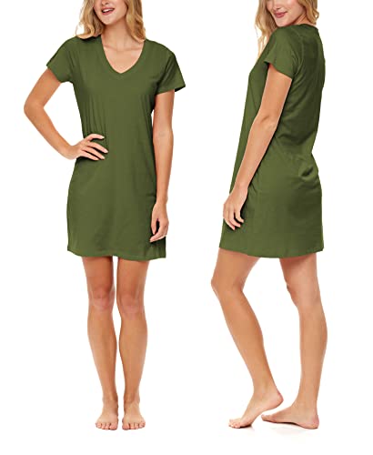 Image of Sexy Basics Women's Soft & Flowy V-Neck Long Shirt | 24 /7 Nightwear-Sleepwear T Shirt | Multi-Packs & Colors