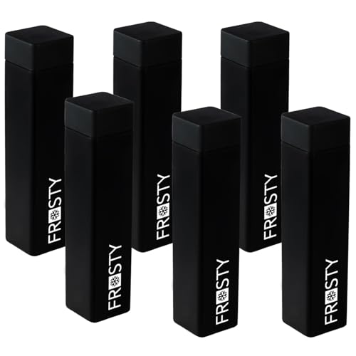 Image of Frosty Square Fridge Water Bottles Set of 6 | 1 Litre BPA Free Plastic Fridge Bottles | Slim Refrigerator Water Bottle Set for Home & Office (Z BLACK)