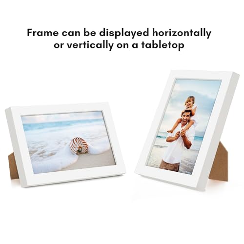 Americanflat 3x5 Picture Frame with Shatter-Resistant Glass - Streamline Collection - Thin Border Photo Frame for Tabletop Display - Easel Stand Included - White