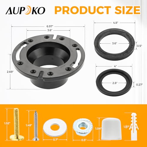 Image of Aupoko RV Toilet Seal and 3'' Socket RV Toilet Flange Kit Compatible with 300 /310 /320 RV Toilets, Replace 385345892 Flange, 385311658 Flush Seal and 385311652 Base Seal, 3 in 1 Combination Seal Kit