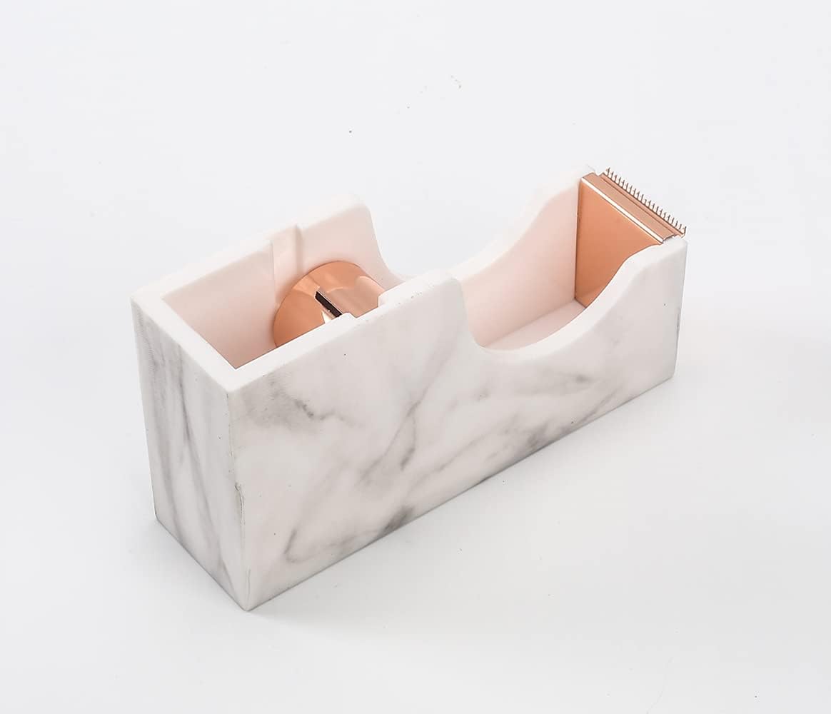 Elegant Tape Dispenser, Marble Pattern and Metal Material, Easy to use, Suitable for Offices, Schools and Other Places (Rose Gold) : Office Products