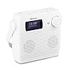 Auna Splash doucheradio, DAB radio, BT DAB+/UKW IPX4, DAB+ radio met USB poort koptelefoonaansluiting USB-C accu, digitale radio, wit
