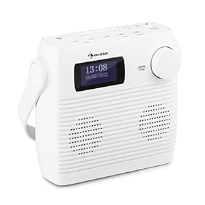 Auna Splash doucheradio, DAB radio, BT DAB+/UKW IPX4, DAB+ radio met USB poort koptelefoonaansluiting USB-C accu, digitale radio, wit