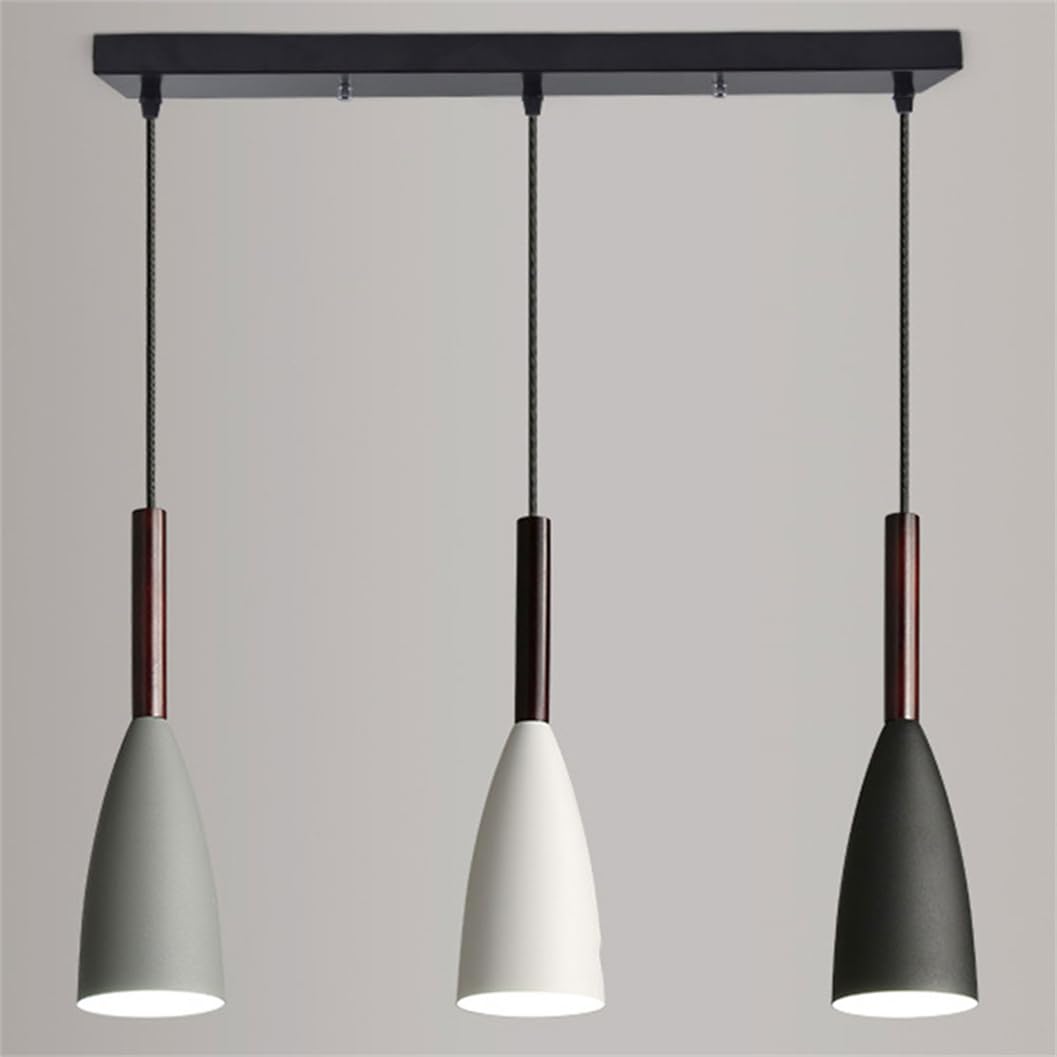 Lámpara Colgante Lineal De Hierro De 3 Luces Con Pantalla Negra Envejecida 15,7", Estilo Industrial Moderno De Granja, Altura Ajustable, Bombillas E26, Lámpara De Techo Para Isla De Cocina