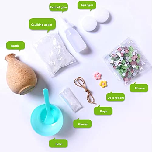 Waiyqju Diy Crafts Home Vase Handmade Material Package Kit Glass Mosaic Tiles With Wooden Decor (Flower Arrangement Not Included) #TOP1