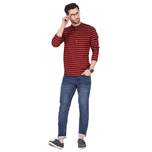 Image of UNIBLISS Men's Cotton Printed Casual Short Kurta for Men