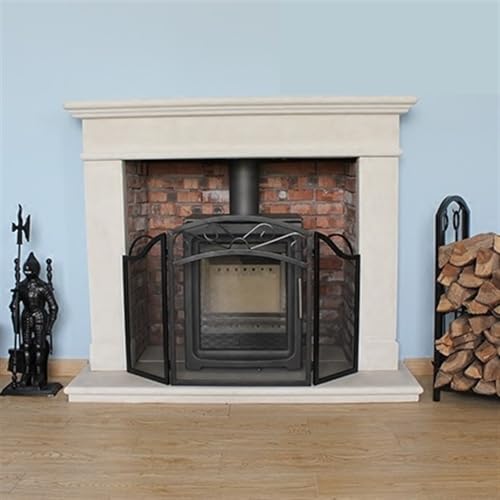 Protector de chimenea tres pantallas plegables y pantalla protectora de hierro 6