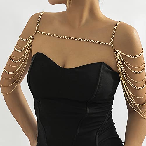 Missgrace Bride Women Shiny Statement Tassel Body Chain Shawl Dainty Body Jewelry Layered Shoulder Chain Wedding Party Nightclub Body Accessories for Women Bride3