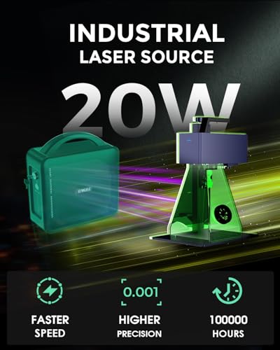 GWEIKE G2 20W Fiber Laser Engraver, 15000mm/s Speed Portable Laser Marking Machine, 110x110mm Working Area, Desktop Handheld 2-in-1 Laser Engraver Machine for Jewelry, Leather, Dog Tags, Metal