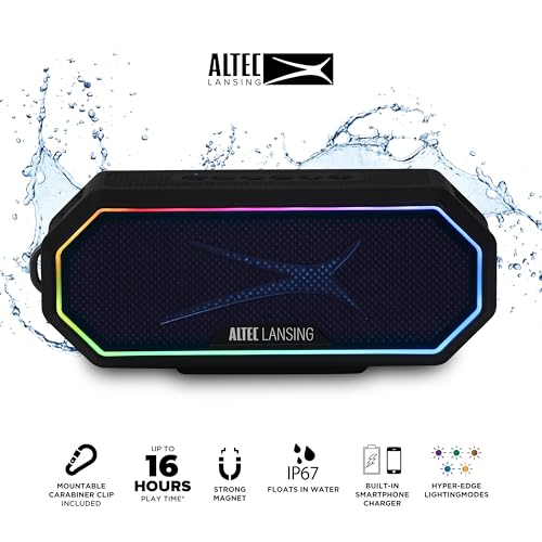 Image of Altec Lansing Magnetic Bluetooth Speaker HYDRAJOLT 2.0, Waterproof IP67, 12W Output Power, 16H Battery, Multicolor LED, 100ft Wireless Range, Voice Assistant, USB-C Quick Charge