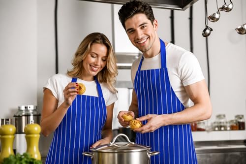 Image of 100% Cotton Cooking kitchen Apron for Women and Men chef apron With adjustable neckstrap and ties with center pocket with strong and durable cotton apron