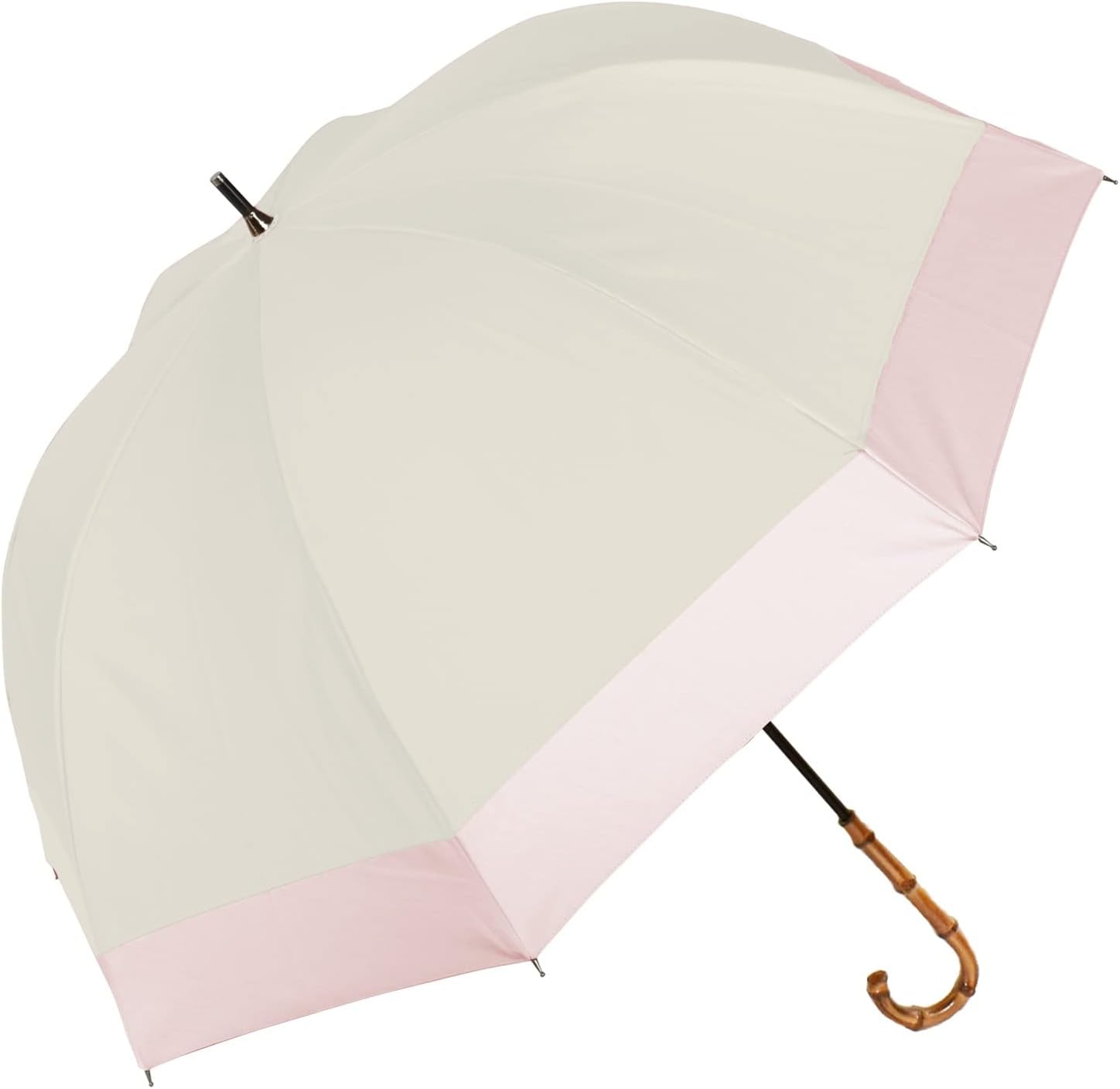 値下げしましたRose Blanc 晴雨兼用長傘 ホワイト/ネイビー Amazon | 100%遮光 日傘 折りたたみ傘【Rose Blanc】 日傘 晴雨