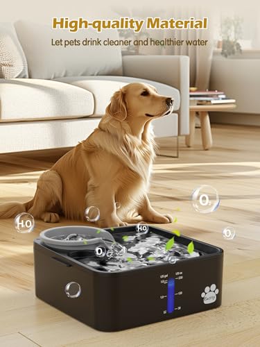 Kastty 2 Gallon Dog Water Fountain Ultra Large/Wide Pet Fountain BPA-Free Premium Dog Water Bowl Dispenser with 5 Filtration Safe Pump& LED Shortage Reminder, Large Dogs Cats& Multi-Pet Home