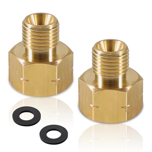 2 Stück Messing LPG Gas Adapter 3/8 Zoll IG x 1/4 Zoll AG lks, messing gasherd armaturen gasschlauch verbinder IG 3/8' x AG 1/4' lks, Messing Reduzierstück 3/8' Innengewinde x Außengewinde 1/4' links
