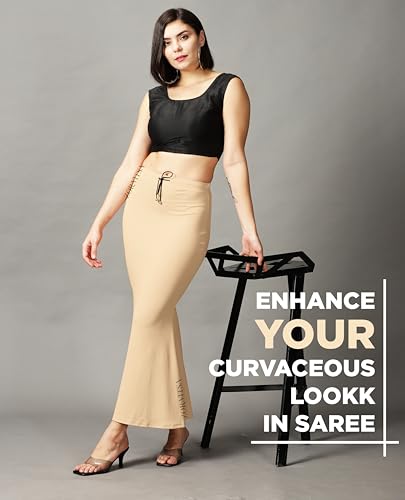Image of ZORNITSA Cotton Lycra Saree Shapewear Petticoat for Women, Stretchable Saree Shaper Petticoat Inskirt, Shape wear Dress for Saree, Skirts