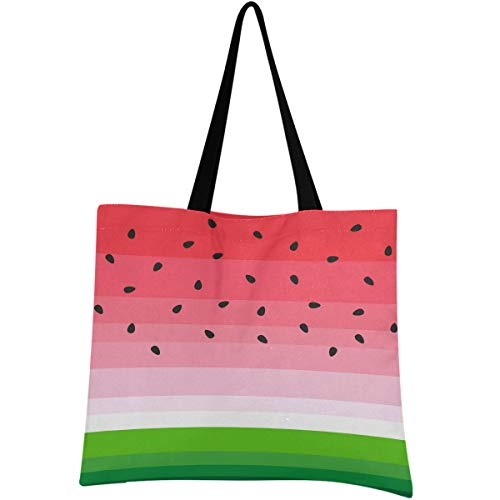 visesunny Women's Large Canvas Tote Shoulder Bag Watermelon Slice Top Storage Handle Shopping Bag Casual Reusable Tote Bag for Beach,Travel,Groceries,Books