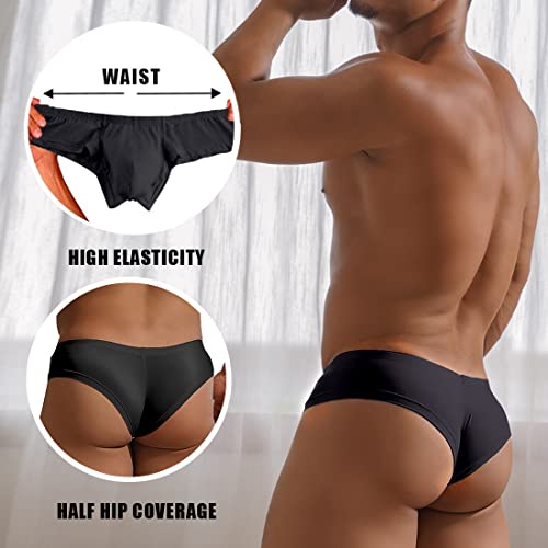 Hoofesan Men's Underwear Micro Modal Bikini Briefs Low Rise Half Back Coverage Silky Touch Underpants Multipack #TOP2
