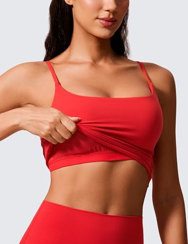 Image of CRZ YOGA Butterlift Scoop Neck Crop Tank Top | Medium Support, Removable Pads, Yoga, Buttery Soft, Adjustable U Back, Longline Sports Bras for Women